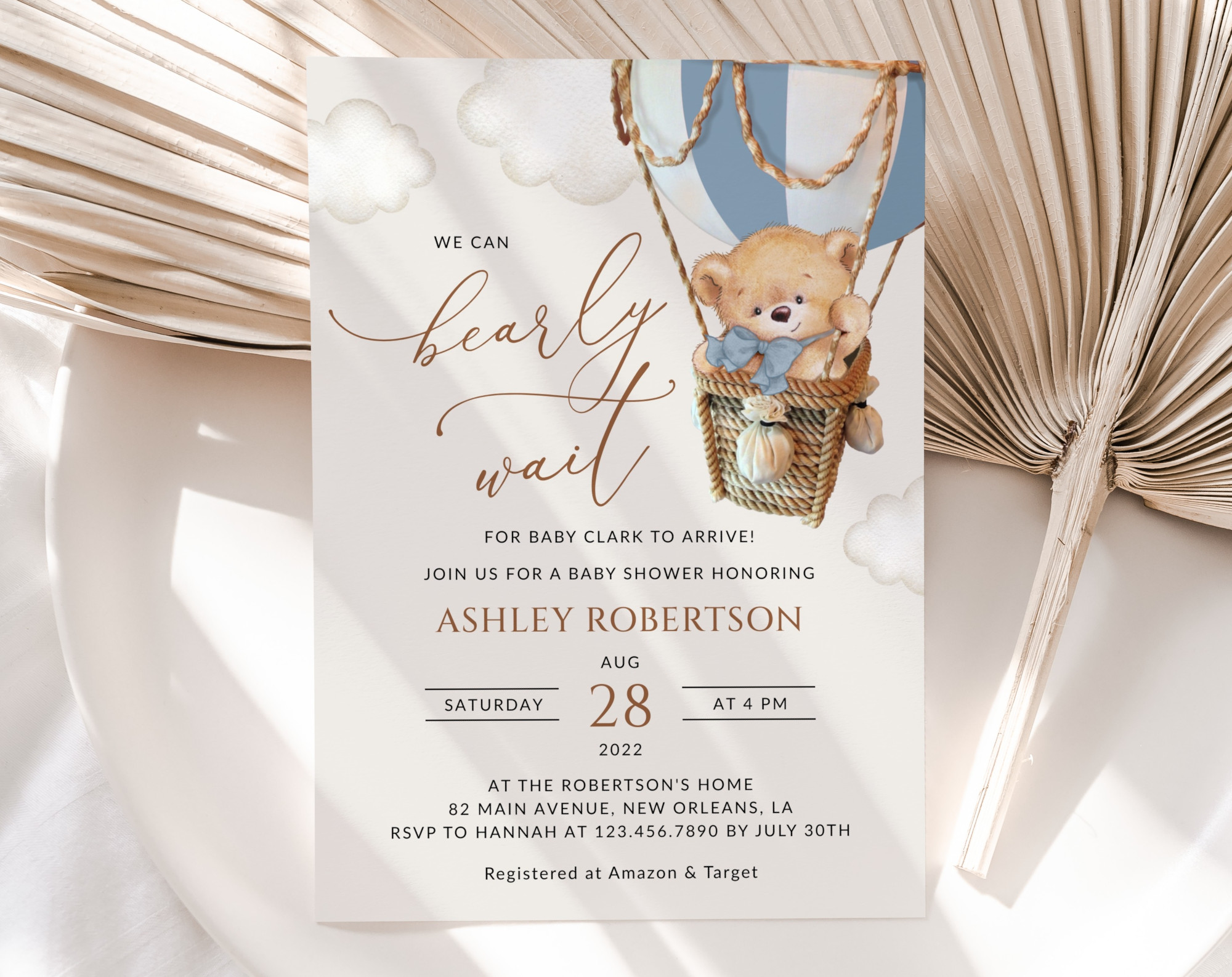 Bear in Blue Balloon Baby Shower Invitation, Boy Baby Shower, Printable File, Edit Yourself, SH55 Bear in Blue Balloon Baby Shower Invitation, Boy Baby Shower, Printable File, Edit Yourself, SH55