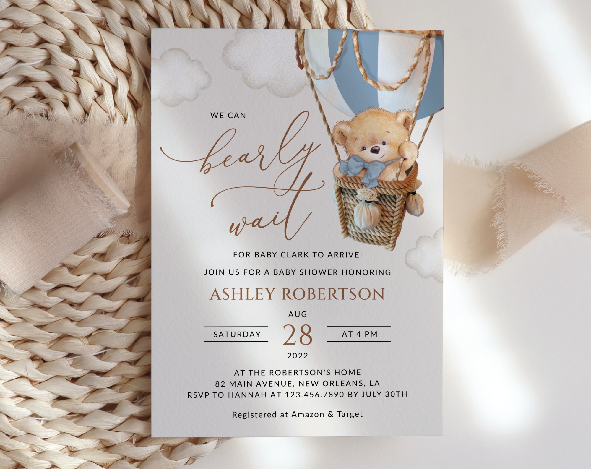 Bear in Blue Balloon Baby Shower Invitation, Boy Baby Shower, Printable File, Edit Yourself, SH55 Bear in Blue Balloon Baby Shower Invitation, Boy Baby Shower, Printable File, Edit Yourself, SH55