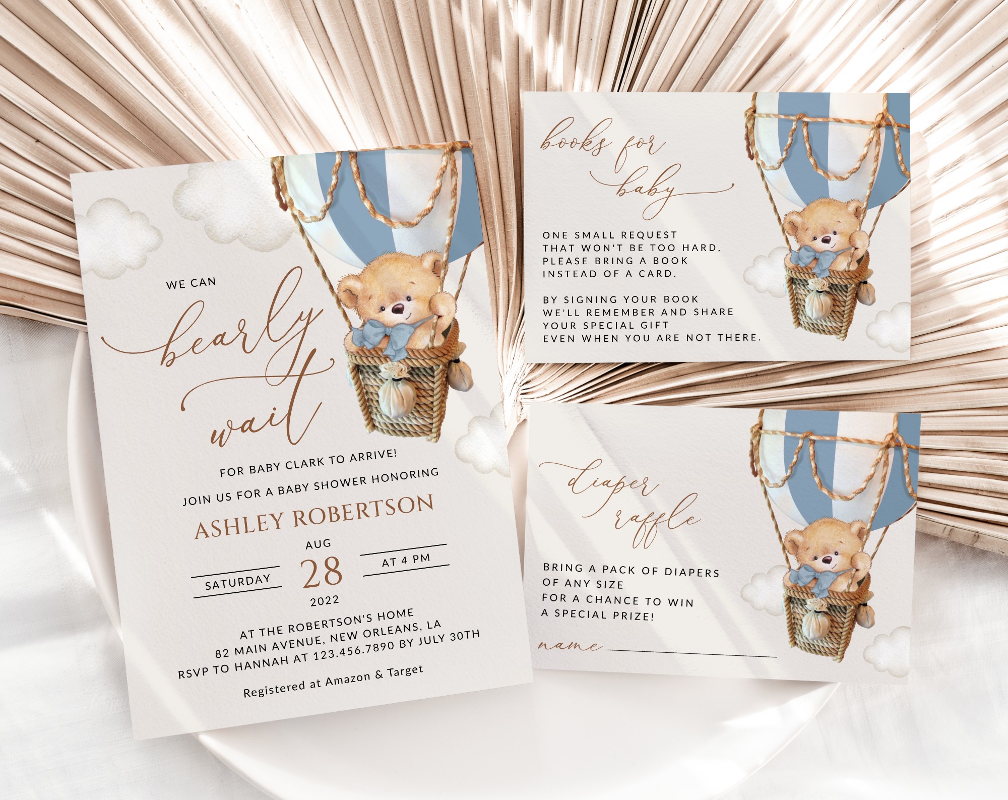 Bear in Blue Balloon Baby Shower Invitation Suite, Boy Baby Shower, Printable File, Edit Yourself, SH55 Bear in Blue Balloon Baby Shower Invitation Suite, Boy Baby Shower, Printable File, Edit Yourself, SH55
