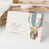 Bear in Blue Balloon Thank You Card, Boy Baby Shower, Printable File, Edit Yourself, SH55