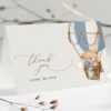 Bear in Blue Balloon Thank You Card, Boy Baby Shower, Printable File, Edit Yourself, SH55