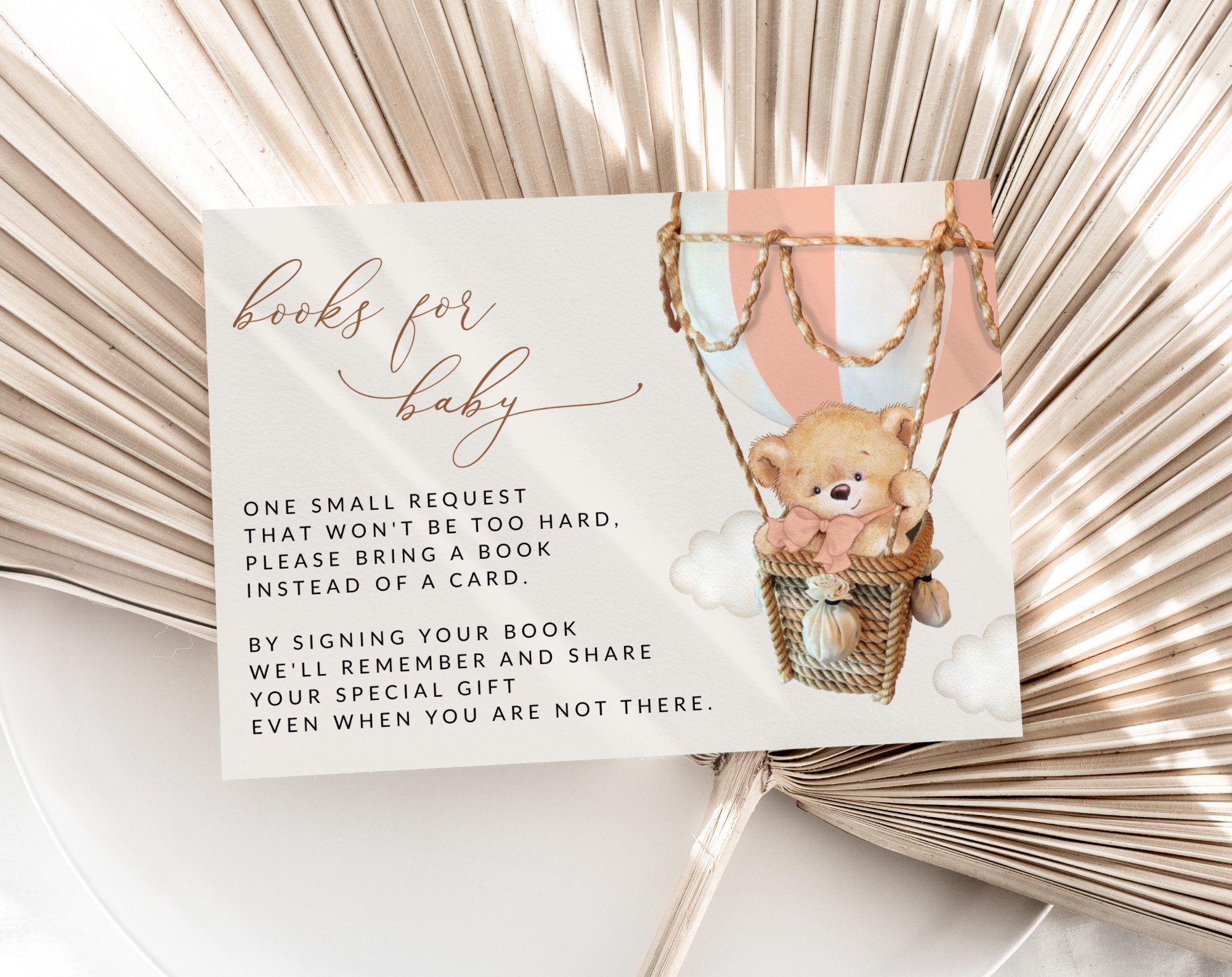 Bear in Pink Balloon Baby Shower Invitation Suite, Girl Baby Shower, Printable File, Edit Yourself, SH56