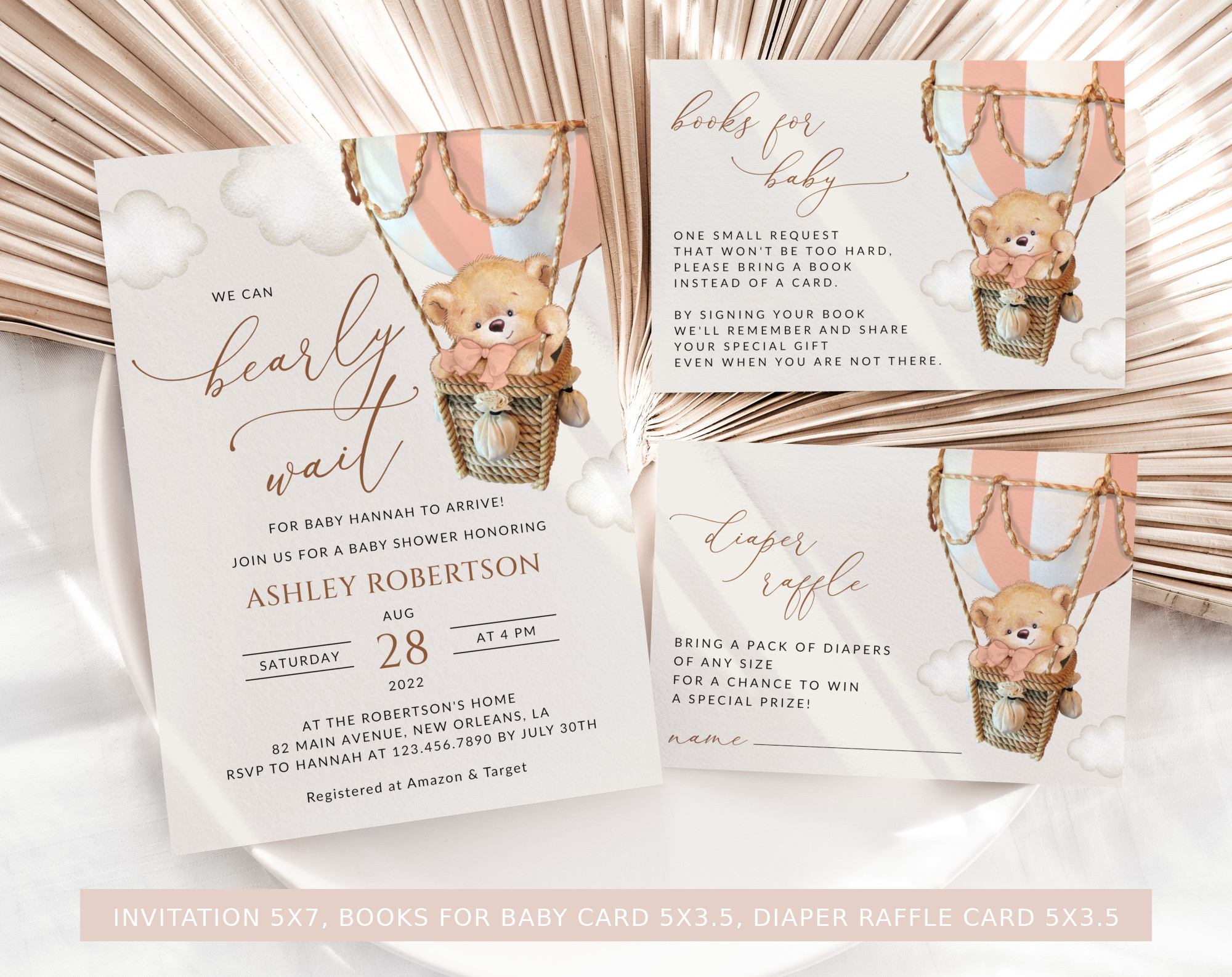 Bear in Pink Balloon Baby Shower Bundle, Girl Baby Shower, Printable File, Edit Yourself, SH56 Bear in Pink Balloon Baby Shower Bundle, Girl Baby Shower, Printable File, Edit Yourself, SH56