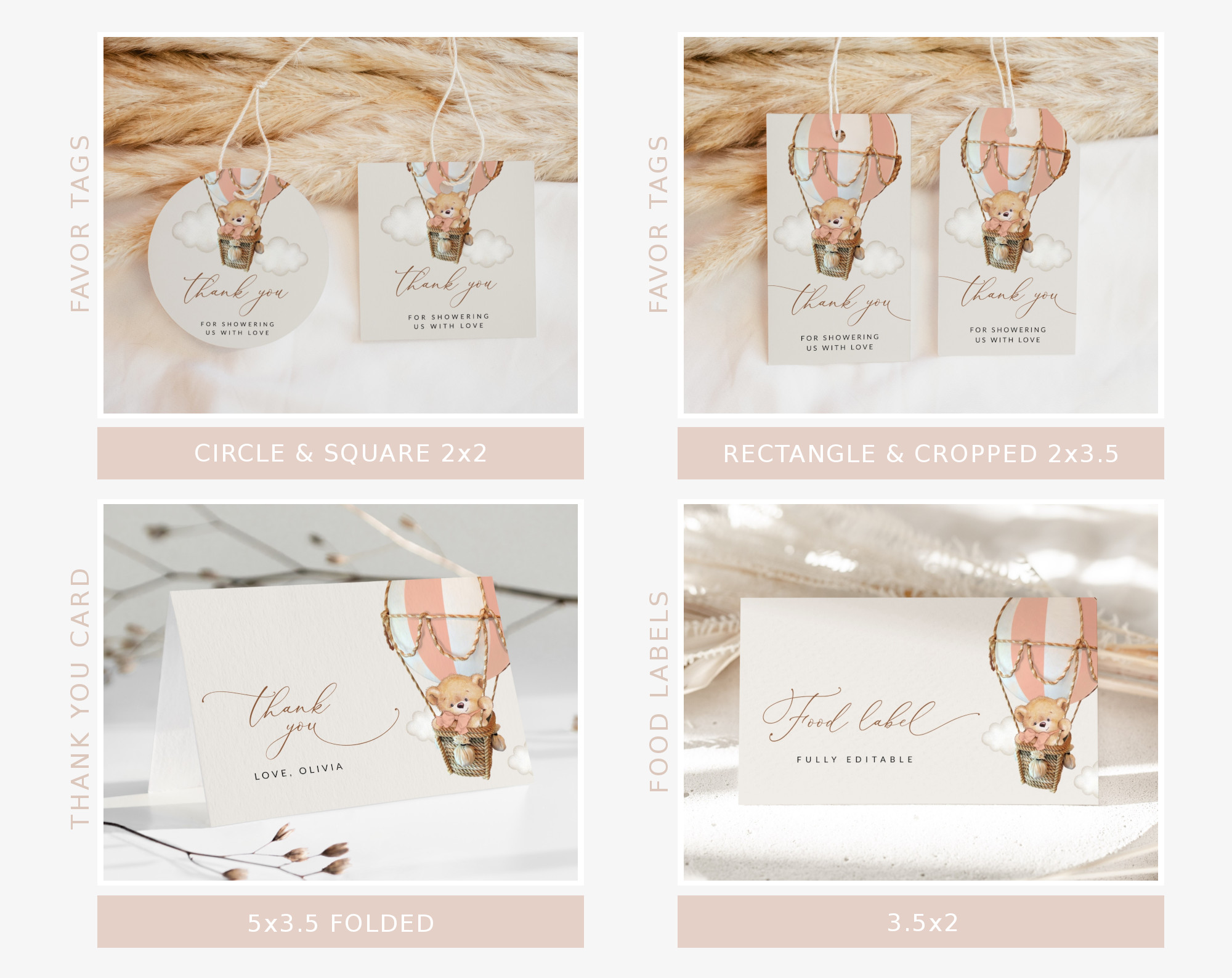 Bear in Pink Balloon Baby Shower Bundle, Girl Baby Shower, Printable File, Edit Yourself, SH56 Bear in Pink Balloon Baby Shower Bundle, Girl Baby Shower, Printable File, Edit Yourself, SH56