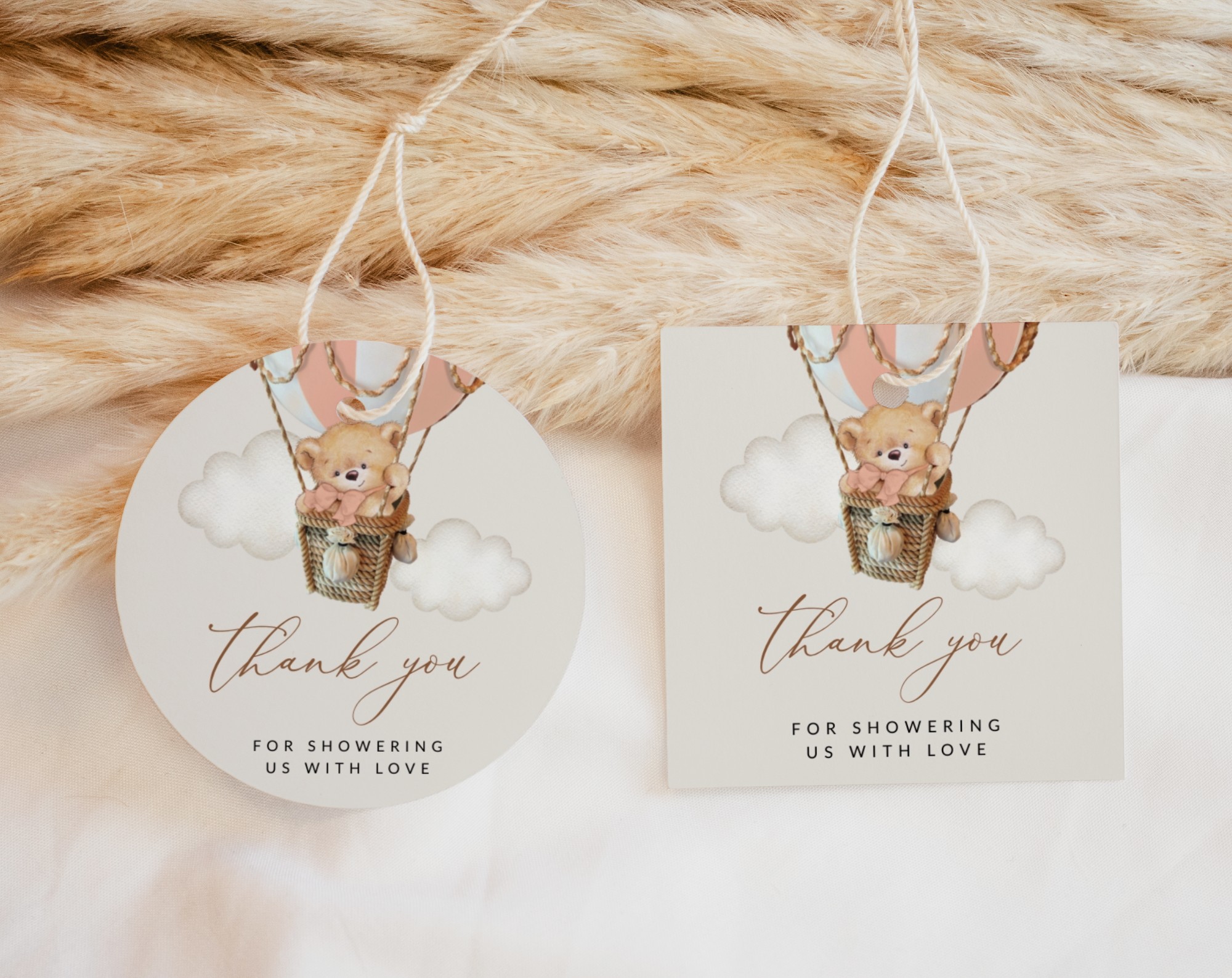 Bear in Pink Balloon Favor Tags, Gift Tags, Party Tags, Girl Baby Shower, Printable File, Edit Yourself, SH56 Bear in Pink Balloon Favor Tags, Gift Tags, Party Tags, Girl Baby Shower, Printable File, Edit Yourself, SH56