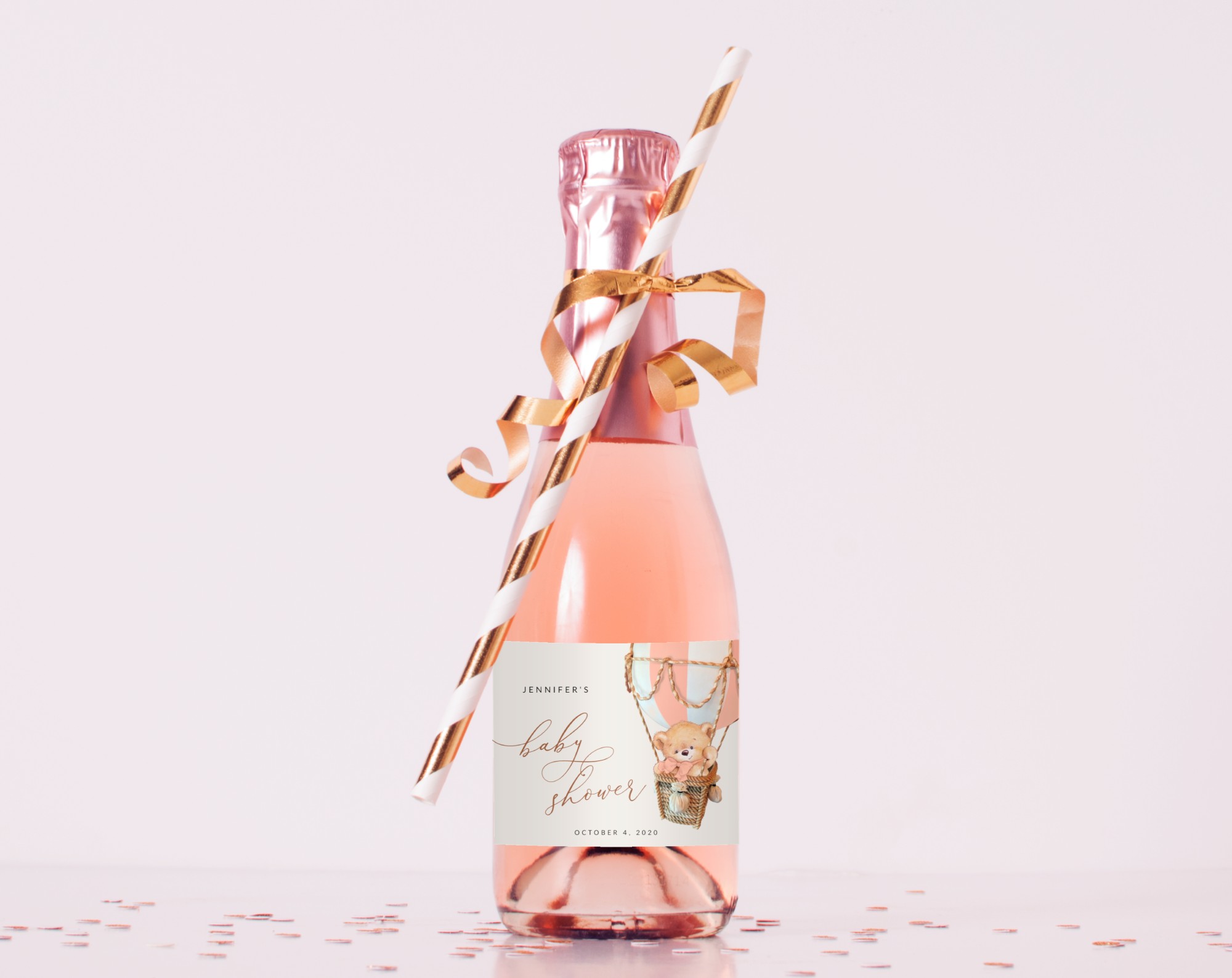 Bear in Pink Balloon Mini Champagne Labels, Baby Shower Decoration, Girl Baby Shower, Printable File, Edit Yourself, SH56 Bear in Pink Balloon Mini Champagne Labels, Baby Shower Decoration, Girl Baby Shower, Printable File, Edit Yourself, SH56