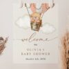 Bear in Pink Balloon Welcome Sign, Baby Shower Sign, Girl Baby Shower, Printable File, Edit Yourself, SH56