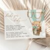 Bear in Green Balloon Baby Shower Invitation Suite, Gender Neutral Baby Shower, Printable File, Edit Yourself, SH57