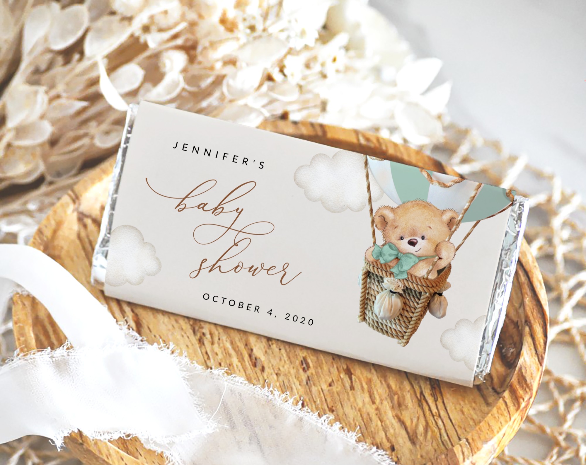 Bear in Green Balloon Chocolate Bar Wrapper, Candy Bar Wrapper, Gender Neutral Baby Shower, Printable File, Edit Yourself, SH57 Bear in Green Balloon Chocolate Bar Wrapper, Candy Bar Wrapper, Gender Neutral Baby Shower, Printable File, Edit Yourself, SH57