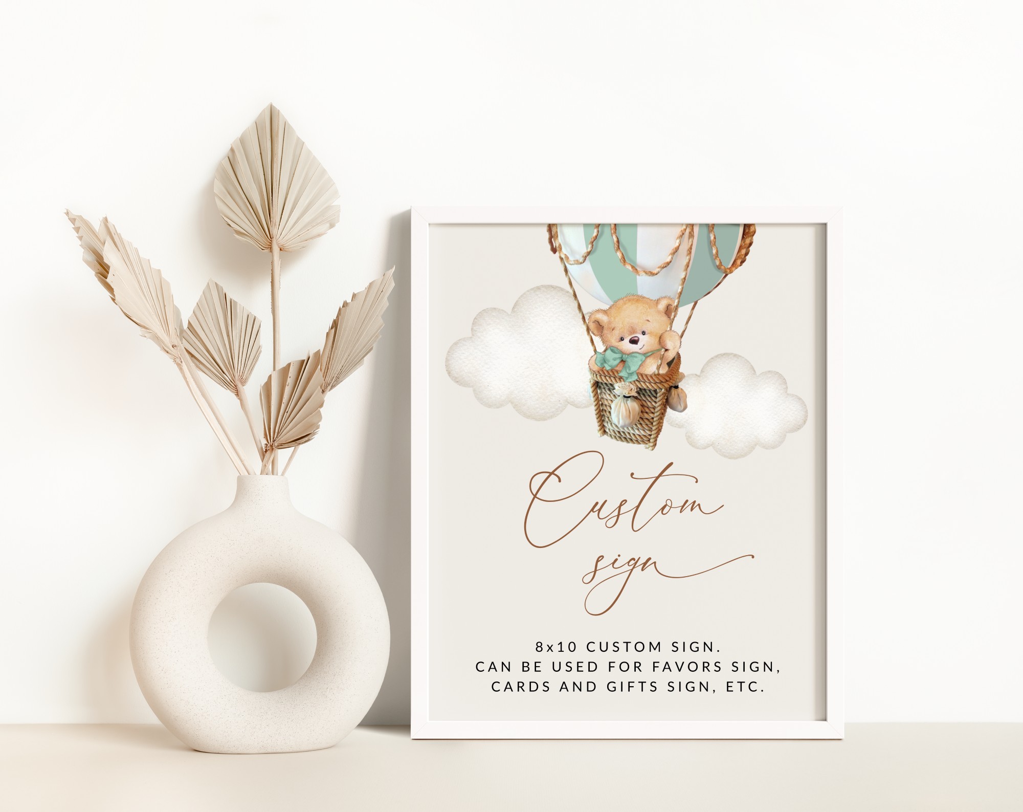 Bear in Green Balloon Custom Sign, Baby Shower Sign, Gender Neutral Baby Shower, Printable File, Edit Yourself, SH57 Bear in Green Balloon Custom Sign, Baby Shower Sign, Gender Neutral Baby Shower, Printable File, Edit Yourself, SH57
