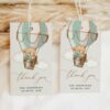 Bear in Green Balloon Favor Tags, Gift Tags, Gender Neutral Baby Shower, Printable File, Edit Yourself, SH57