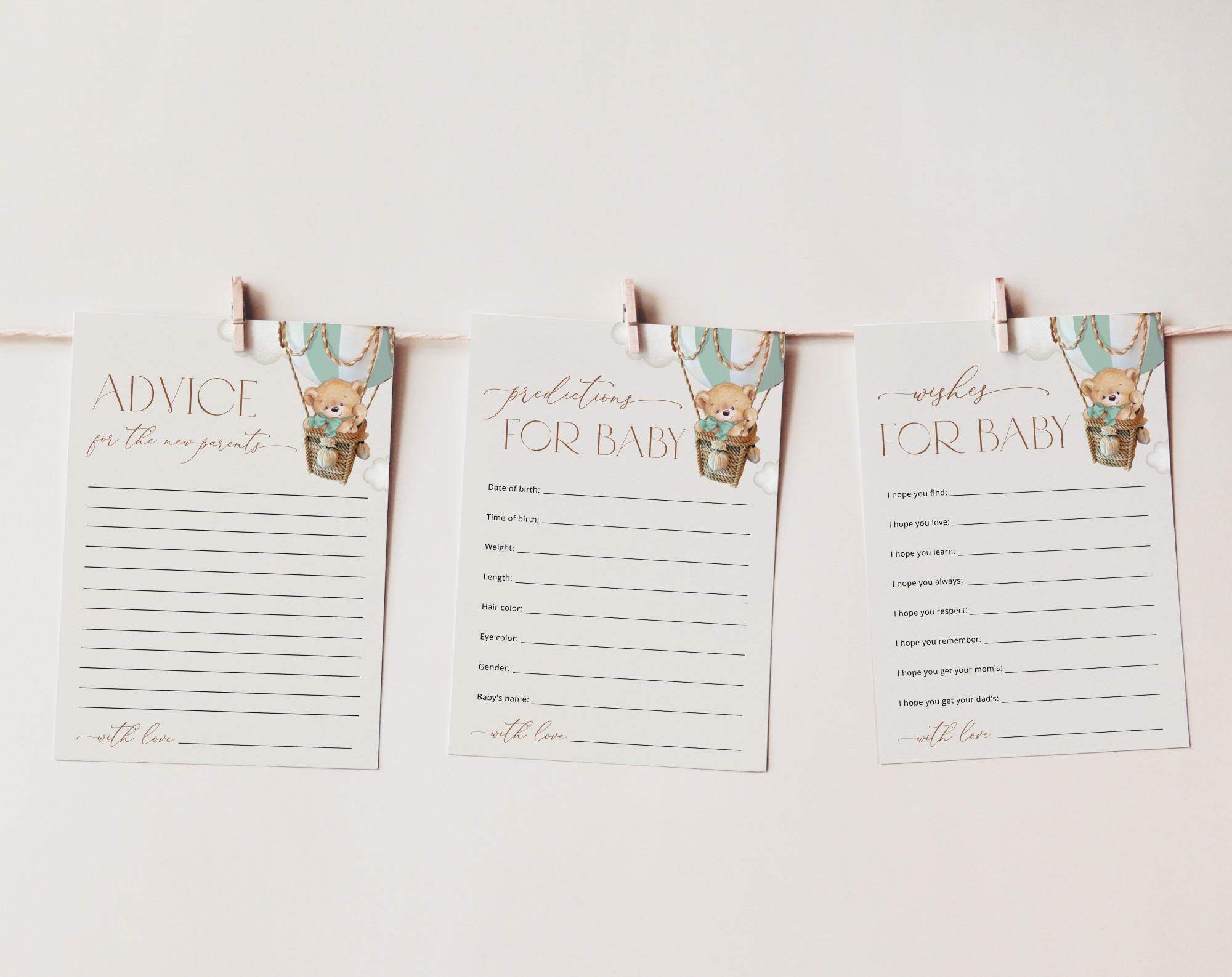 Bear in Green Balloon Baby Shower Games, Set of 3 Games, Advice Predictions Wishes, Gender Neutral Baby Shower, Printable File, Edit Yourself, SH57 Bear in Green Balloon Baby Shower Games, Set of 3 Games, Advice Predictions Wishes, Gender Neutral Baby Shower, Printable File, Edit Yourself, SH57