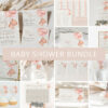 Baby Bear with Pink Balloons Baby Shower Bundle, Girl Baby Shower, Printable File, Edit Yourself, SH58