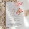 Baby Bear with Pink Balloons Baby Shower Invitation, Girl Baby Shower, Printable File, Edit Yourself, SH58
