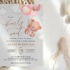 Baby Bear with Pink Balloons Baby Shower Invitation, Girl Baby Shower, Printable File, Edit Yourself, SH58