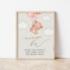 Baby Bear with Pink Balloons Momosa Bar Sign, Baby Shower Sign, Girl Baby Shower, Printable File, Edit Yourself, SH58
