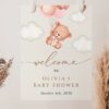 Baby Bear with Pink Balloons Welcome Sign, Baby Shower Sign, Girl Baby Shower, Printable File, Edit Yourself, SH58
