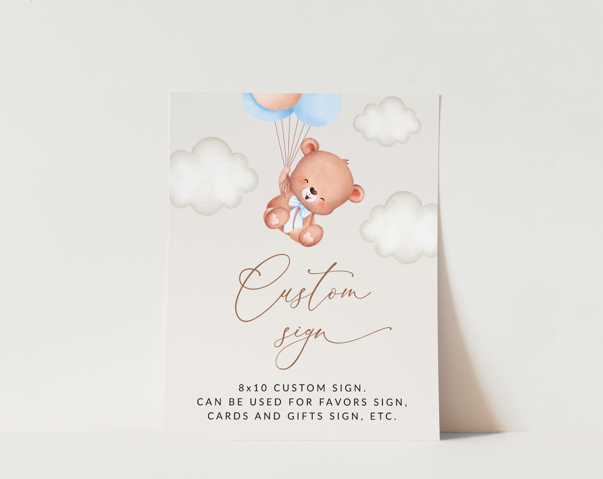 Baby Bear with Blue Balloons Custom Sign, Printable File, Edit Yourself, SH59 SH76 Baby Bear with Blue Balloons Custom Sign, Printable File, Edit Yourself, SH59 SH76