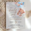 Baby Bear with Blue Balloons Baby Shower Invitation, Boy Baby Shower, Printable File, Edit Yourself, SH59