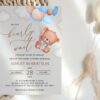 Baby Bear with Blue Balloons Baby Shower Invitation, Boy Baby Shower, Printable File, Edit Yourself, SH59
