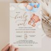 Baby Bear with Blue Balloons Baby Shower Invitation, Boy Baby Shower, Printable File, Edit Yourself, SH59