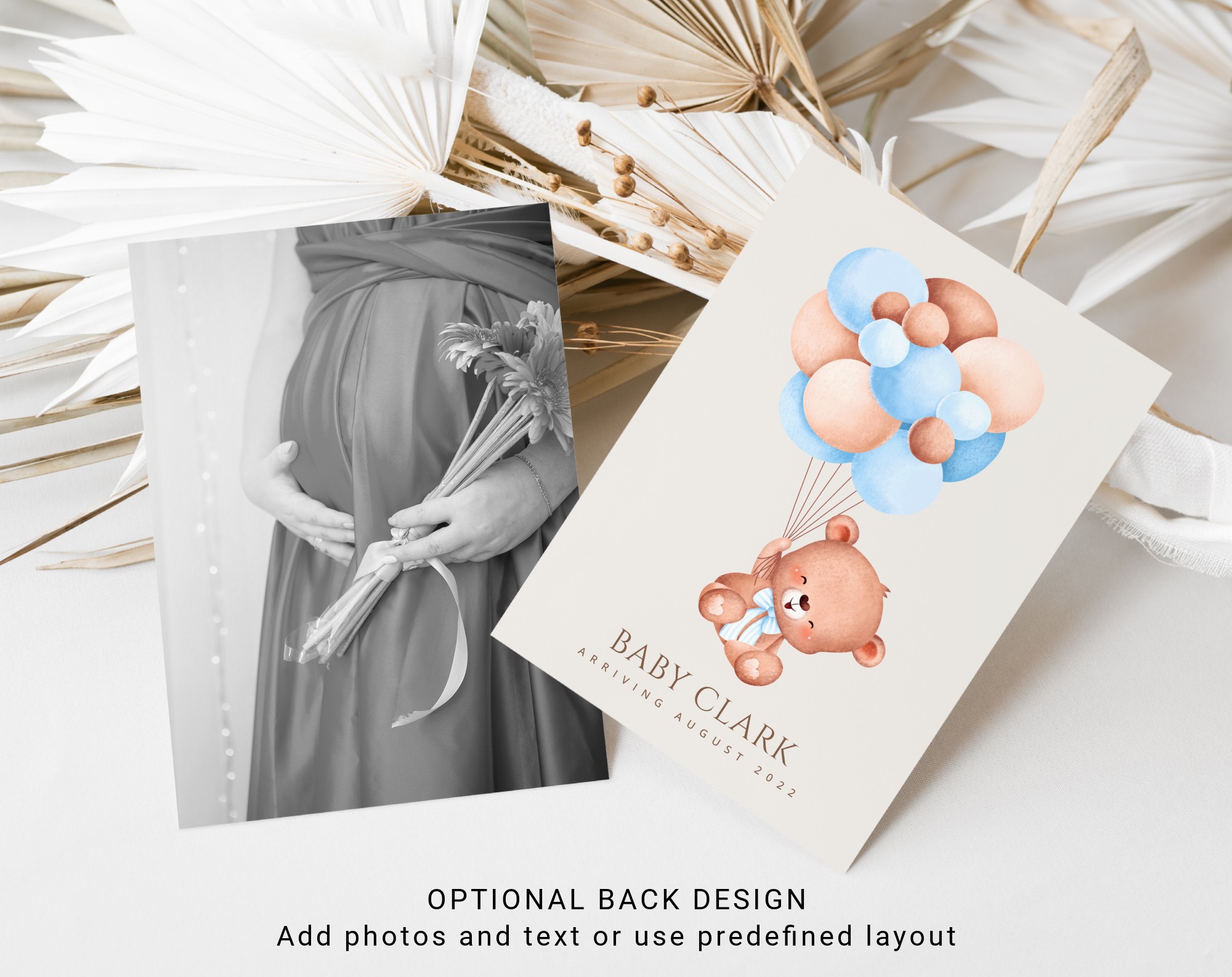 Baby Bear with Blue Balloons Baby Shower Invitation, Boy Baby Shower, Printable File, Edit Yourself, SH59