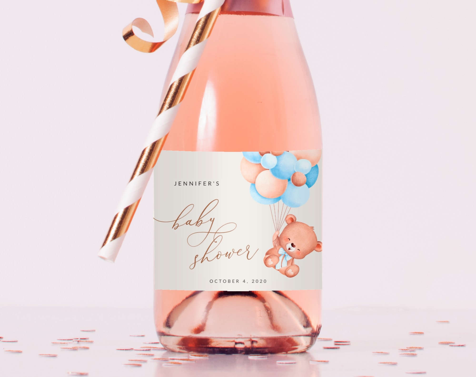Baby Bear with Blue Balloons Mini Champagne Labels, Baby Shower Decoration, Boy Baby Shower, Printable File, Edit Yourself, SH59 Baby Bear with Blue Balloons Mini Champagne Labels, Baby Shower Decoration, Boy Baby Shower, Printable File, Edit Yourself, SH59