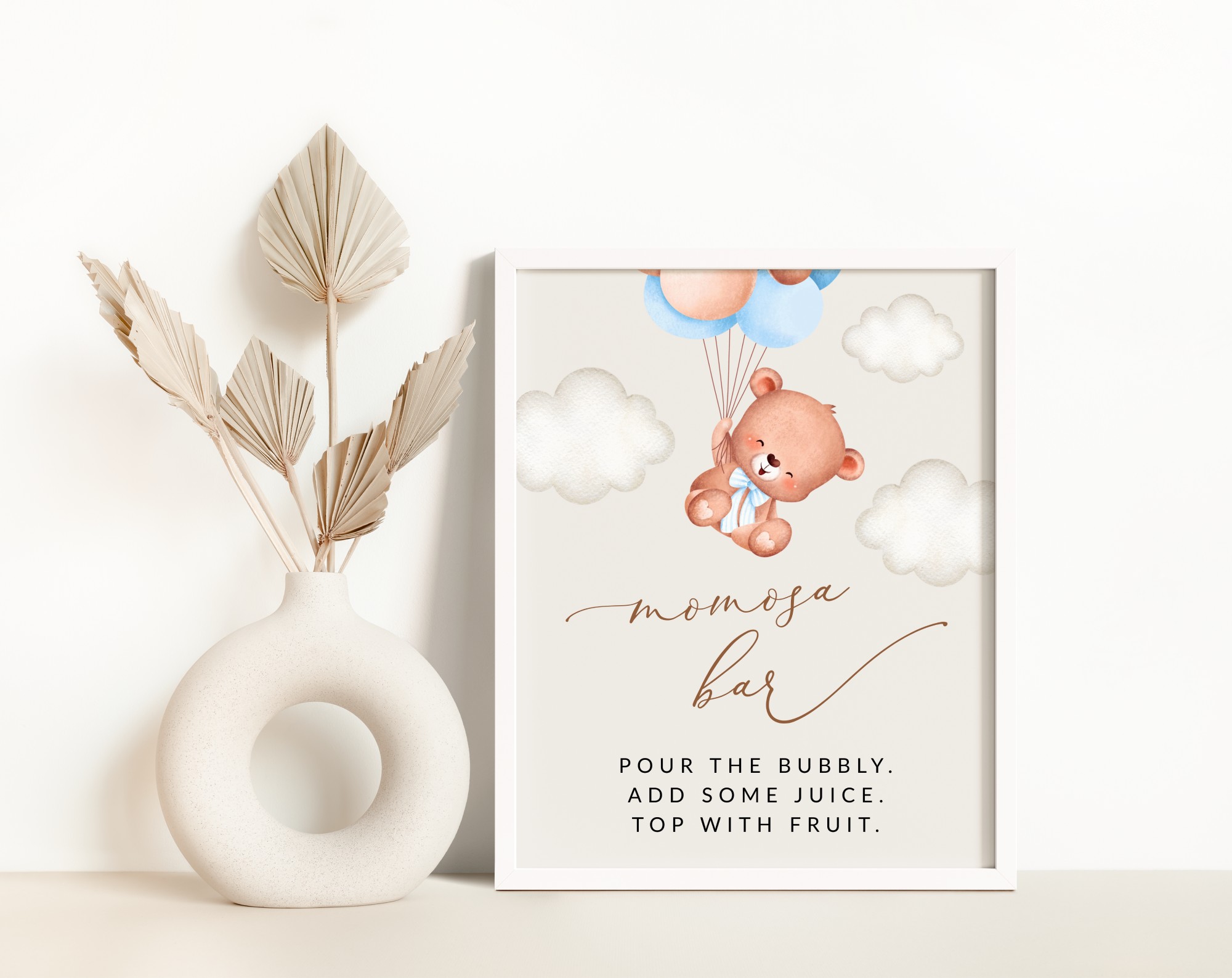 Baby Bear with Blue Balloons Momosa Bar Sign, Baby Shower Sign, Boy Baby Shower, Printable File, Edit Yourself, SH59 Baby Bear with Blue Balloons Momosa Bar Sign, Baby Shower Sign, Boy Baby Shower, Printable File, Edit Yourself, SH59