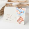 Baby Bear with Blue Balloons Thank You Card, Boy Baby Shower, Printable File, Edit Yourself, SH59