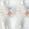 Baby Bear with Blue Balloons Water Bottle Labels, Baby Shower Decoration, Boy Baby Shower, Printable File, Edit Yourself, SH59