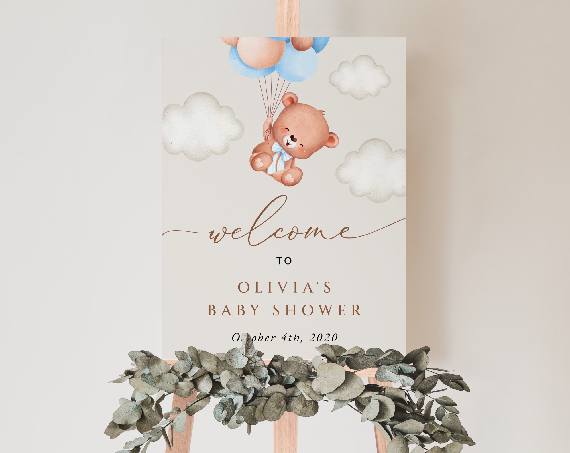 Baby Bear with Blue Balloons Welcome Sign, Baby Shower Sign, Boy Baby Shower, Printable File, Edit Yourself, SH59 Baby Bear with Blue Balloons Welcome Sign, Baby Shower Sign, Boy Baby Shower, Printable File, Edit Yourself, SH59