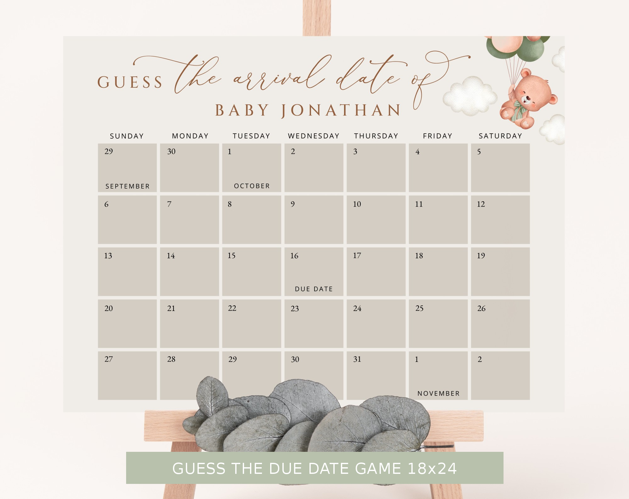 Baby Bear with Green Balloons Baby Shower Bundle, Gender Neutral Baby Shower, Printable File, Edit Yourself, SH60 Baby Bear with Green Balloons Baby Shower Bundle, Gender Neutral Baby Shower, Printable File, Edit Yourself, SH60