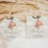 Baby Bear with Green Balloons Favor Tags, Gift Tags, Gender Neutral Baby Shower, Printable File, Edit Yourself, SH60