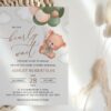 Baby Bear with Green Balloons Baby Shower Invitation, Gender Neutral Baby Shower, Printable File, Edit Yourself, SH60