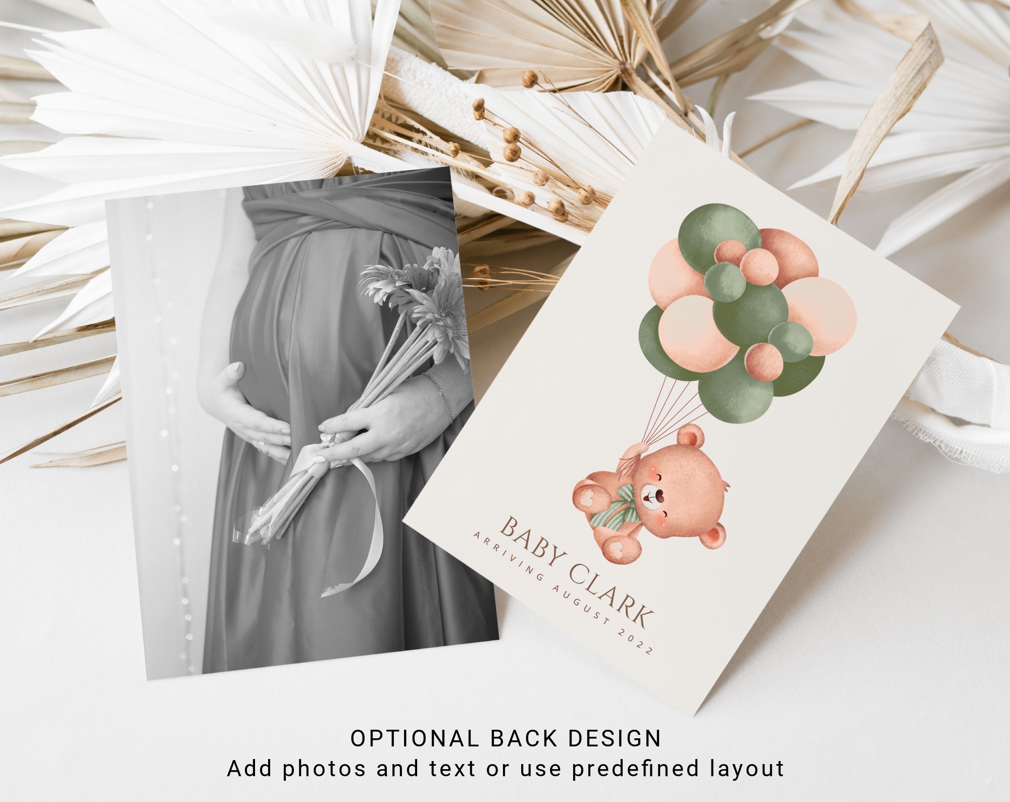 Baby Bear with Green Balloons Baby Shower Invitation, Gender Neutral Baby Shower, Printable File, Edit Yourself, SH60