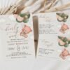 Baby Bear with Green Balloons Baby Shower Invitation Suite, Gender Neutral Baby Shower, Printable File, Edit Yourself, SH60