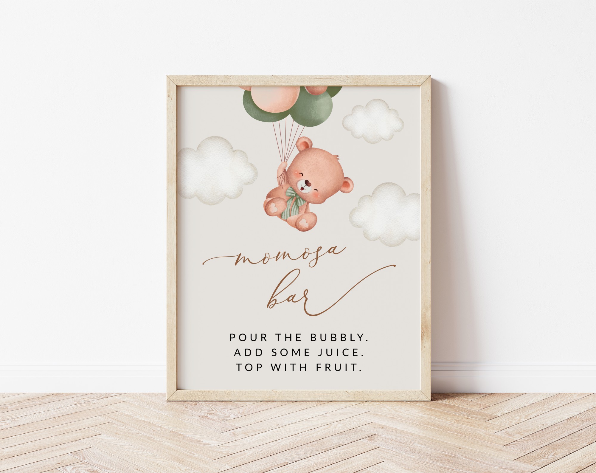Baby Bear with Green Balloons Momosa Bar Sign, Baby Shower Sign, Gender Neutral Baby Shower, Printable File, Edit Yourself, SH60 Baby Bear with Green Balloons Momosa Bar Sign, Baby Shower Sign, Gender Neutral Baby Shower, Printable File, Edit Yourself, SH60