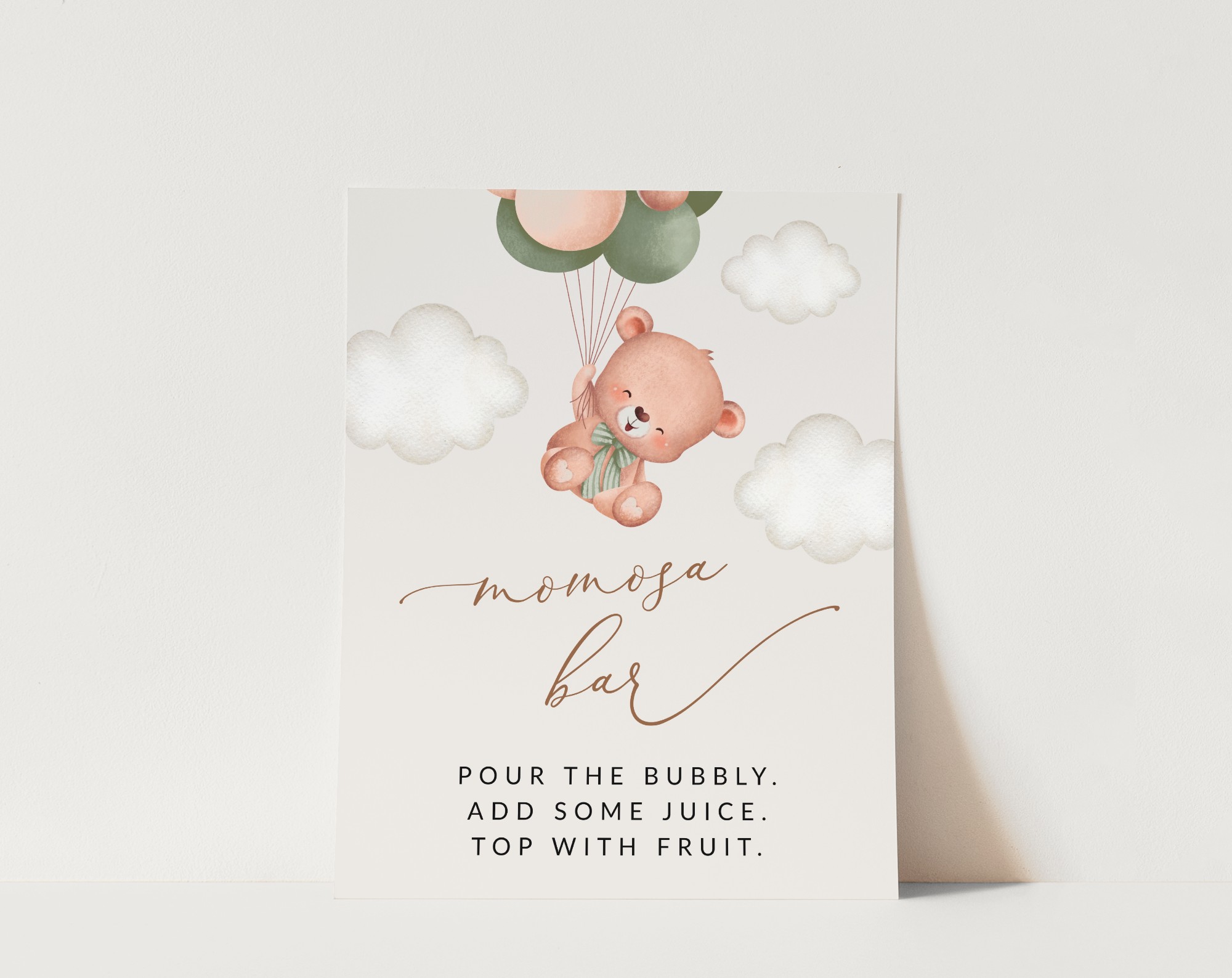 Baby Bear with Green Balloons Momosa Bar Sign, Baby Shower Sign, Gender Neutral Baby Shower, Printable File, Edit Yourself, SH60 Baby Bear with Green Balloons Momosa Bar Sign, Baby Shower Sign, Gender Neutral Baby Shower, Printable File, Edit Yourself, SH60