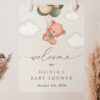 Baby Bear with Green Balloons Welcome Sign, Baby Shower Sign, Gender Neutral Baby Shower, Printable File, Edit Yourself, SH60