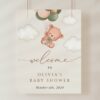 Baby Bear with Green Balloons Welcome Sign, Baby Shower Sign, Gender Neutral Baby Shower, Printable File, Edit Yourself, SH60