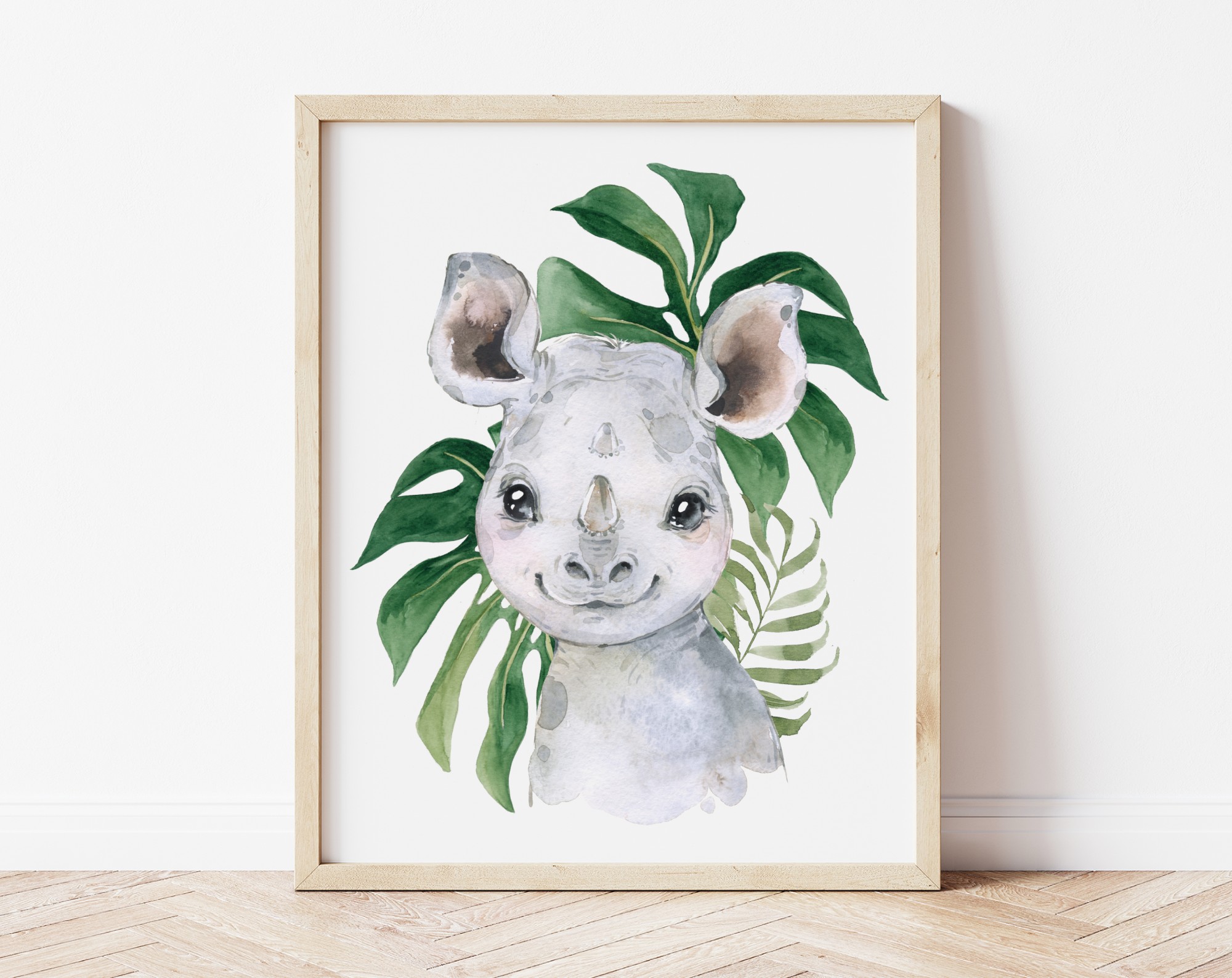 Palm Leaves Jungle Animals Nursery Prints, Nursery Wall Art, Gender Neutral Nursery, Printable File, SH11