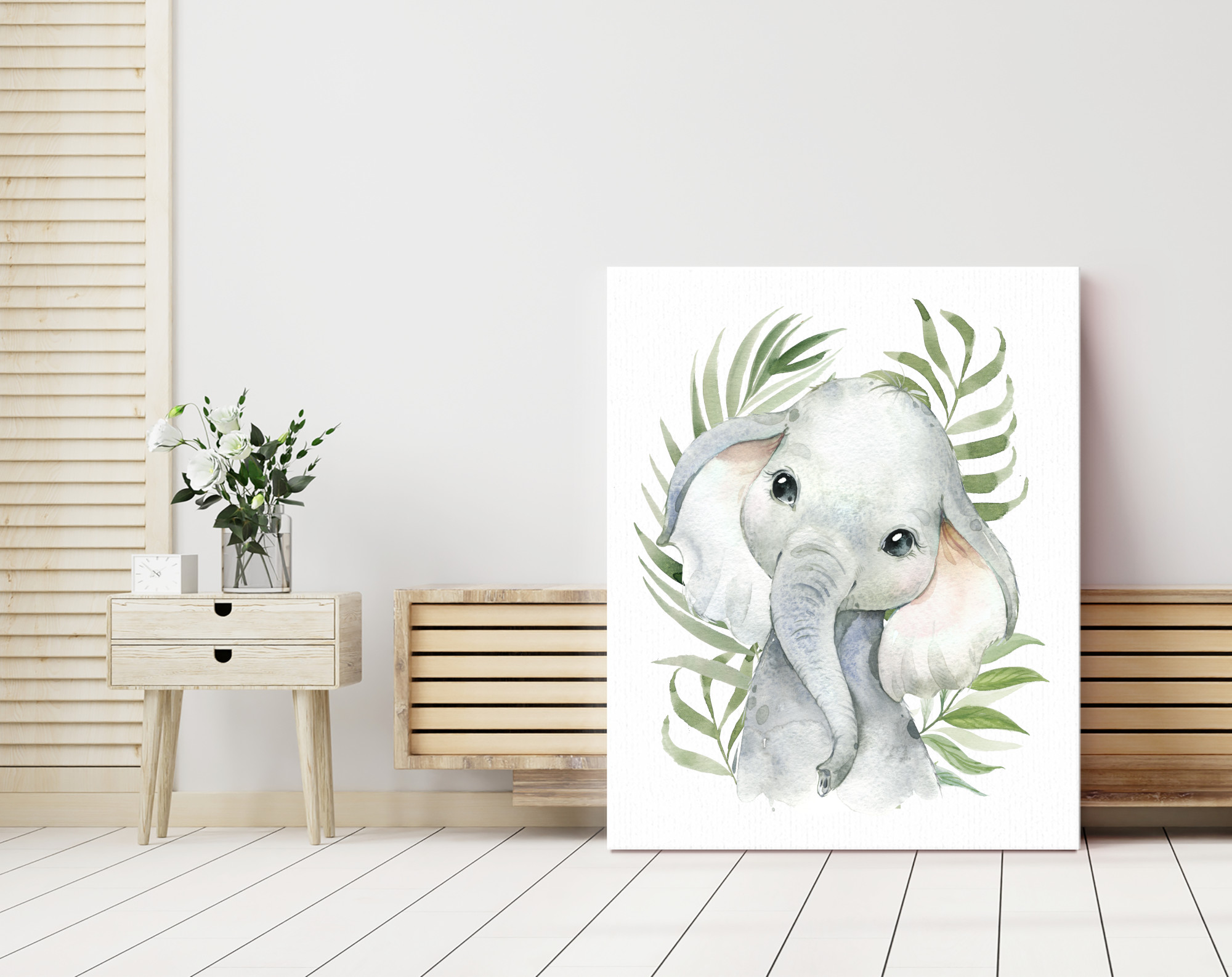 Palm Leaves Jungle Animals Nursery Prints, Nursery Wall Art, Gender Neutral Nursery, Printable File, SH11