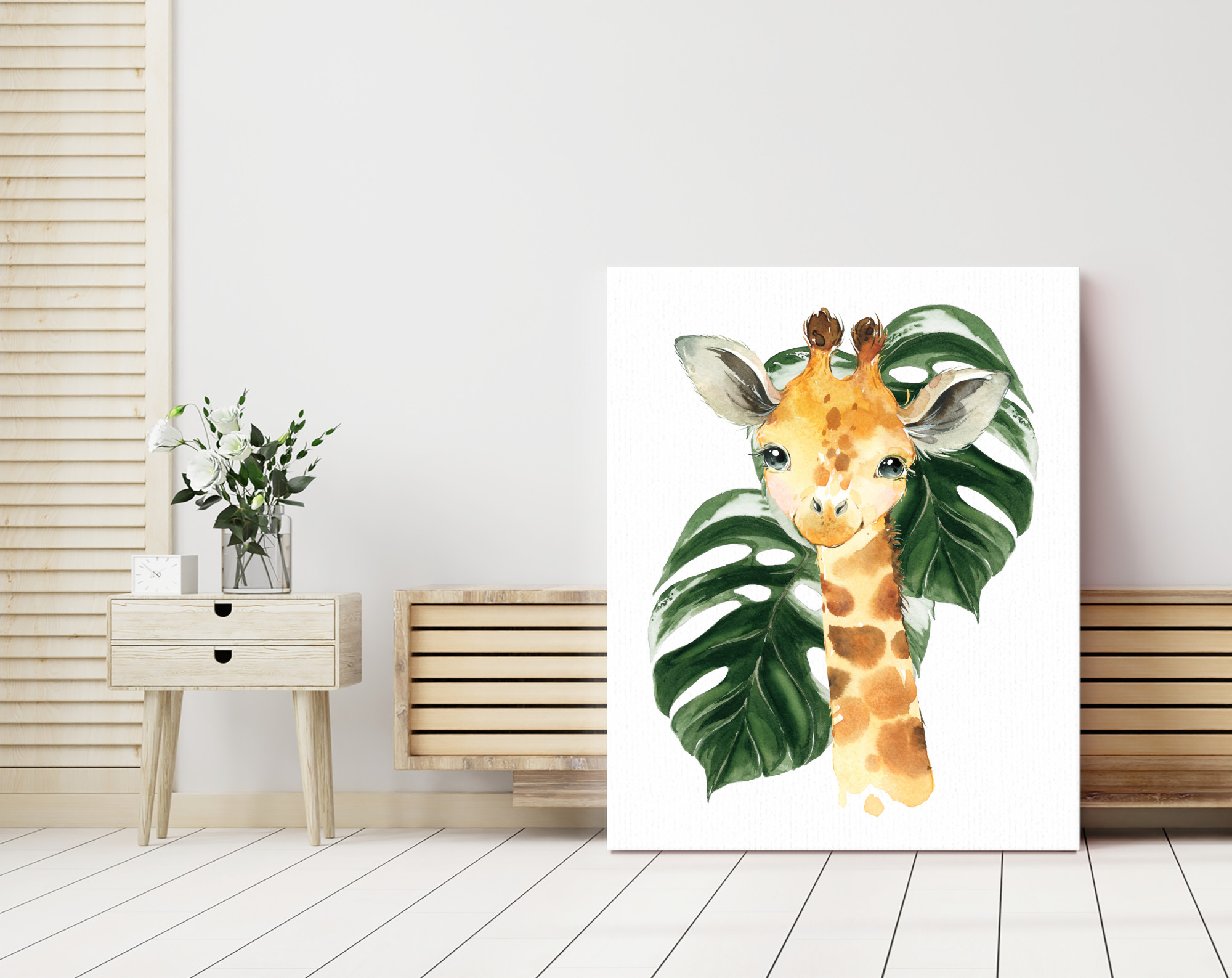 Palm Leaves Jungle Animals Nursery Prints, Nursery Wall Art, Gender Neutral Nursery, Printable File, SH11