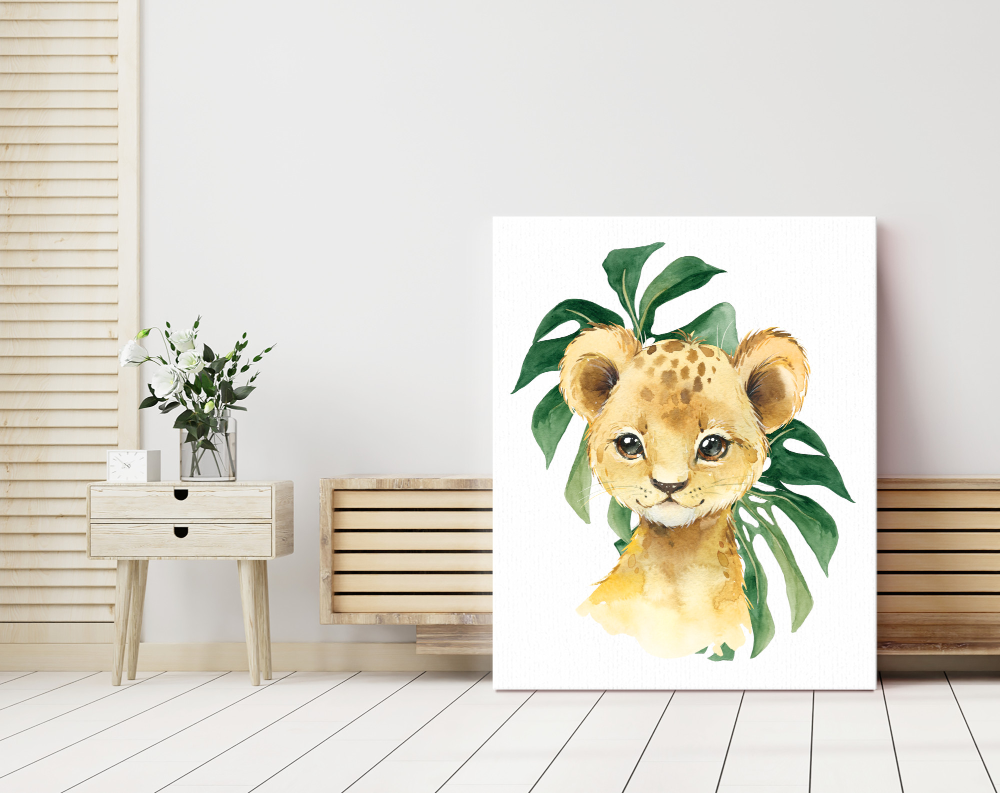 Palm Leaves Jungle Animals Nursery Prints, Nursery Wall Art, Gender Neutral Nursery, Printable File, SH11
