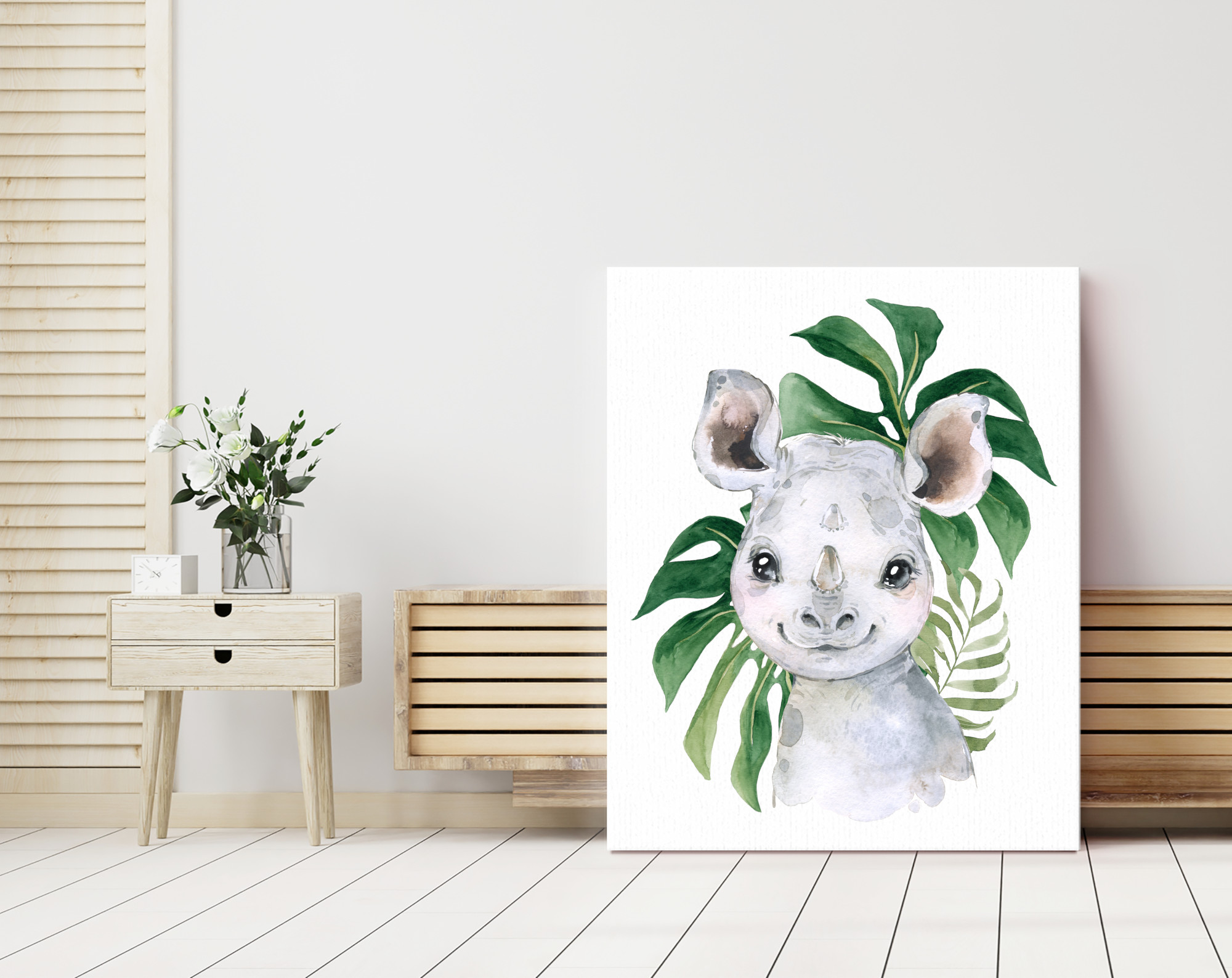 Palm Leaves Jungle Animals Nursery Prints, Nursery Wall Art, Gender Neutral Nursery, Printable File, SH11