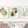 Palm Leaves Jungle Animals Nursery Prints, Nursery Wall Art, Gender Neutral Nursery, Printable File, SH11