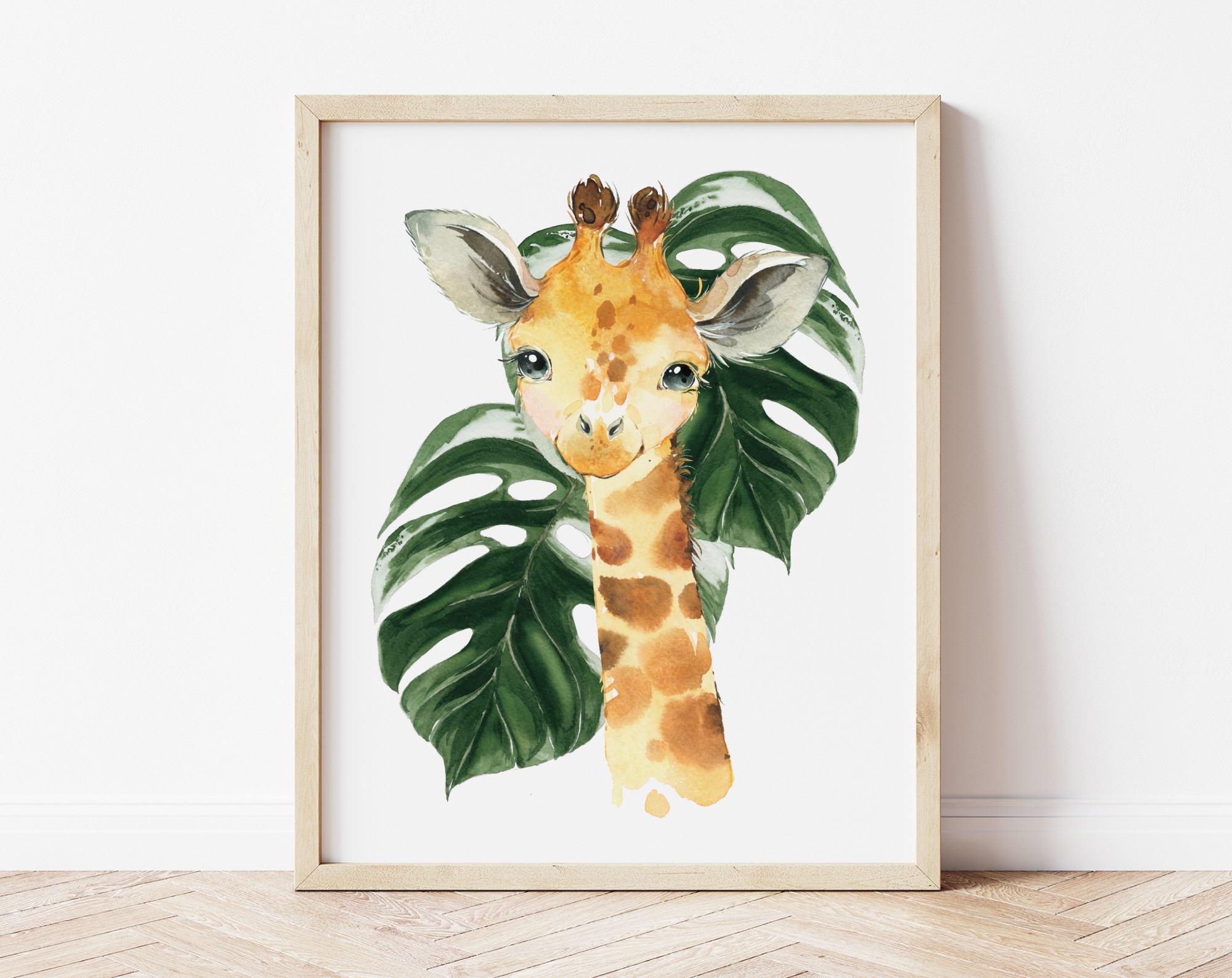 Palm Leaves Jungle Animals Nursery Prints, Nursery Wall Art, Gender Neutral Nursery, Printable File, SH11