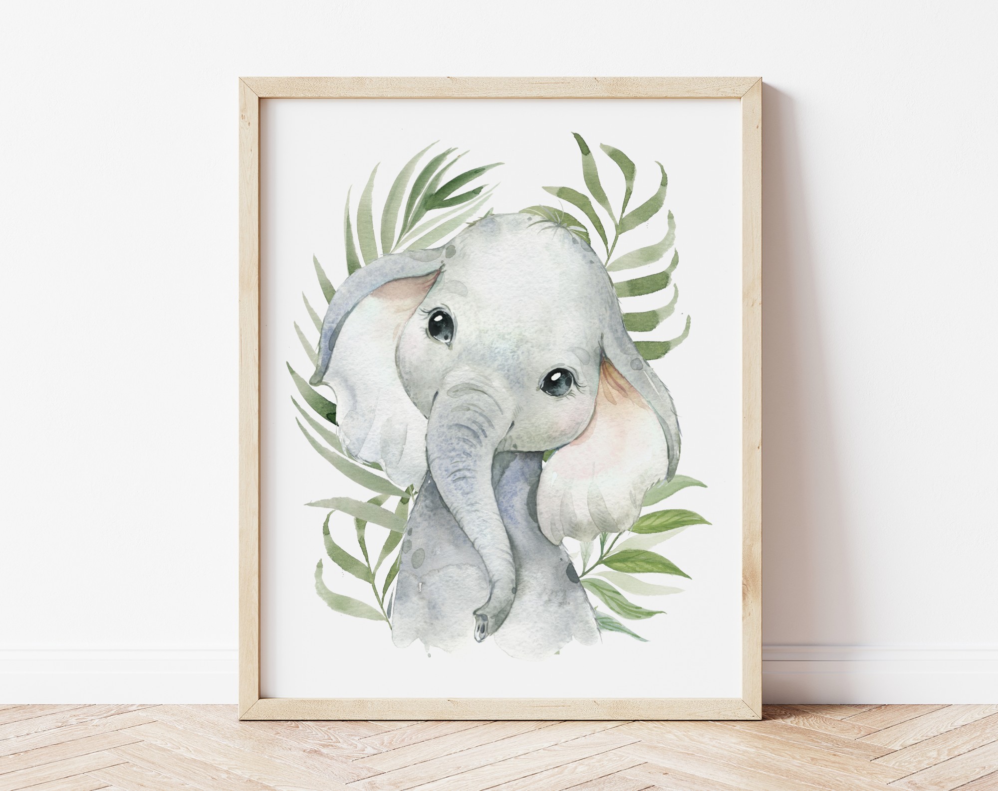 Palm Leaves Jungle Animals Nursery Prints, Nursery Wall Art, Gender Neutral Nursery, Printable File, SH11