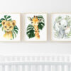 Palm Leaves Jungle Animals Nursery Prints, Nursery Wall Art, Gender Neutral Nursery, Printable File, SH11