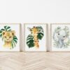 Palm Leaves Jungle Animals Nursery Prints, Nursery Wall Art, Gender Neutral Nursery, Printable File, SH11